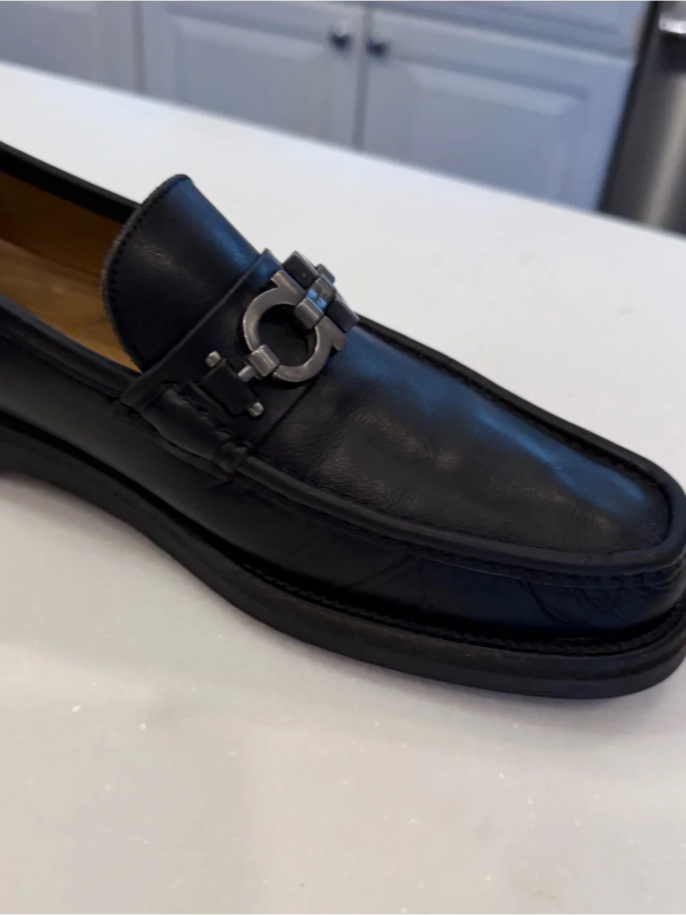 Salvatore Ferragamo Men’s David Gancini Bit Leather Loafers Black Sz 7D Wms 8.5
